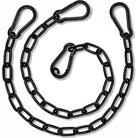 XEPHO 2 pièces de chaînes en acier inoxydable,Solide chaîne d'extension, Chaînes de chaîne d'acier, Chaîne de 50 cm noire,Pour les portes de clôture, les objectifs de cage pour animaux de compagnie