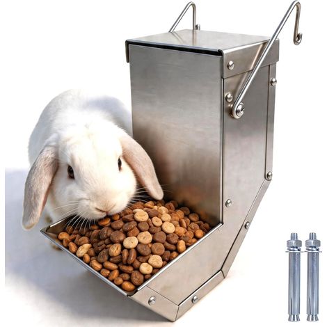 Mangeoire automatique en acier inoxydable 304 pour cage d'animaux domestiques, mangeoire à gravité pour lapins, hérissons, oiseaux, chinchillas, furets et autres petits animaux (1/5)