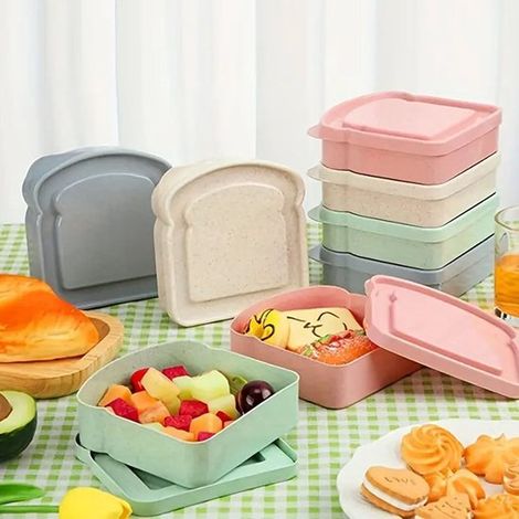4-teiliges Sandwich-Set Lebensmittelbehälter mit Deckel Toastform Sandwich-Box Mikrowellen und gefriergeeignete Lebensmittelaufbewahrungsbehälter Rosa (1/4)