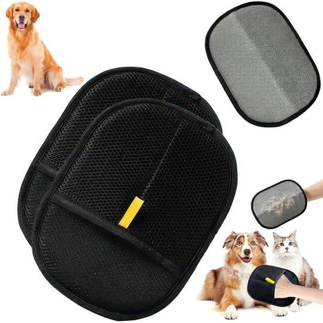Double-sided pet grooming gloves, electrostatic hair removal gloves, reusable pet hair brushes, used for massaging the fur of (1/5)