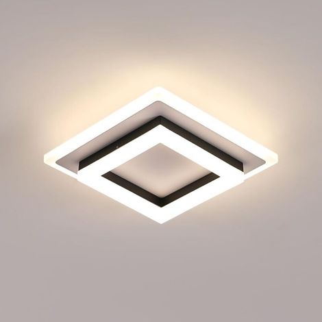 Plafonnier LED Carré Moderne 24W 2700LM 4500K Lumière Neutre, Lampe en Acrylique Noire pour Chambre Cuisine Couloir Salon Salle de bain (20x20x7cm) (1/5)