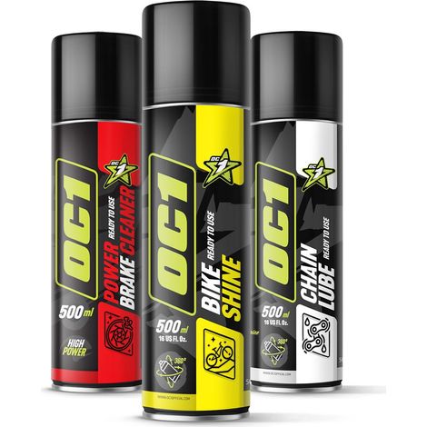 OC1 SET DE AEROSOLES Bike Shine 500ml + Chain Lube 500ml + Power Brake Cleaner 500ml (AKC)