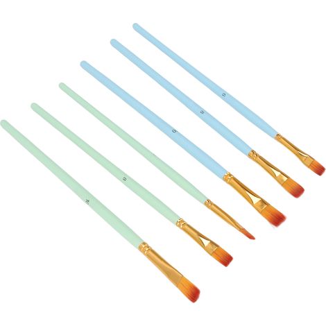 Set aus 6 Flachpinseln mit leicht zu reinigenden Nylonborsten, Aluminiumzwinge und Pappelholzgriff, für Ölmalerei und Künstler. (1/5)