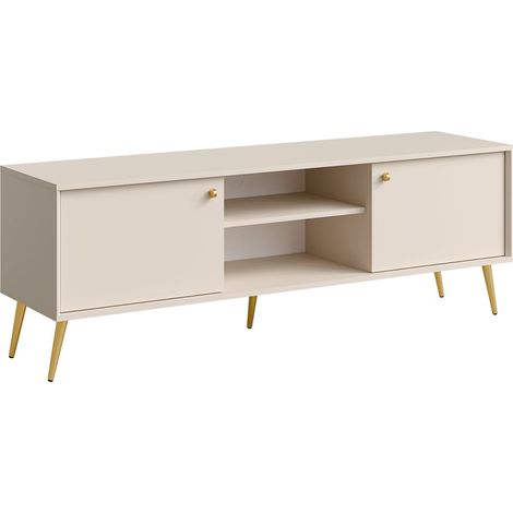 Mueble de TV diseño AZURÉA – 2 puertas + 2 nichos – Color arena
