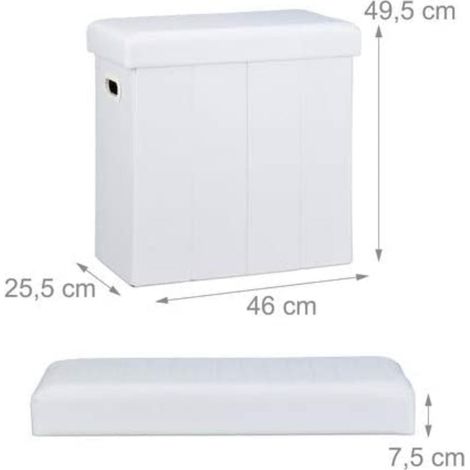 Sgabello panca panca pouf portaoggetti pieghevole 50 litri bianco 130002776