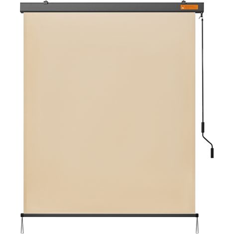 Homevive Toldo Vertical 250 x 154,5cm Pantalla de Privacidad Protección Solar y de la Intimidad Impermeable para Ventana Balcón Terraza Estor Exterior Enrollable a Mano con Manivela Beige