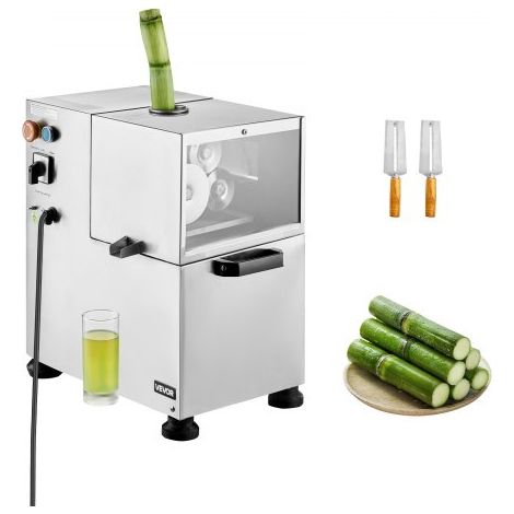 Presse à Canne à Sucre Électrique 800 W, Extracteur de Jus de Canne à Sucre Haut Rendement de 300 kg/h, avec 4 Rouleaux en Acier Inoxydable, pour Restaurant Bar Stand Supermarché Boissons (1/3)