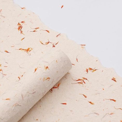 4 hojas de flores Xiao Hua, regalos, papel de regalo para cajas de regalo, papel de regalo con pétalos rasgados a mano (blanco roto) (1/5)