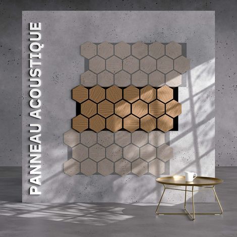 Lot de 2 Panneaux Hexagonaux H. 76 cm L. 62 cm - Chêne Brun Feutre Noir (1/4)