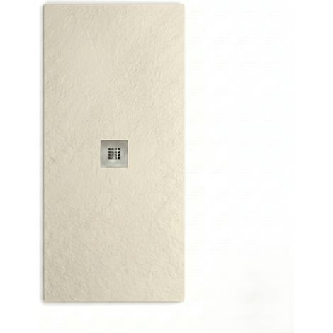 Mineralguss-Duschwanne extra flach WATERLOO Schieferoptik BEIGE 120x120cm