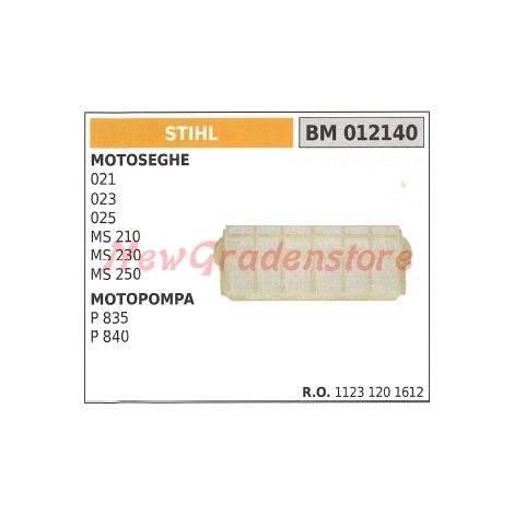 STIHL Luftfilter für Kettensäge 021 023 025 MS 210 230 250 012140