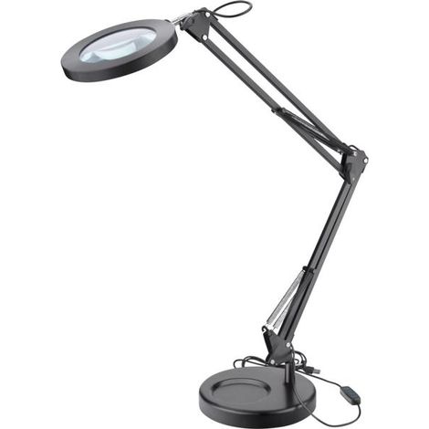 Lámpara de escritorio EXTOL con lupa, alimentación USB, negra, 2400 lm, 3 colores de luz, aumento de 5x 43160