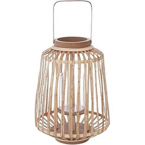 Portacandele con Manico e Corpo in Rattan 35x25cm