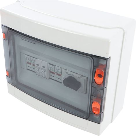 Boîtier de raccordement photovoltaïque 2 entrées 1 sortie IP65 étanche pour installation solaire extérieure 1000 V 32 A avec interrupteurs isolés (1/5)