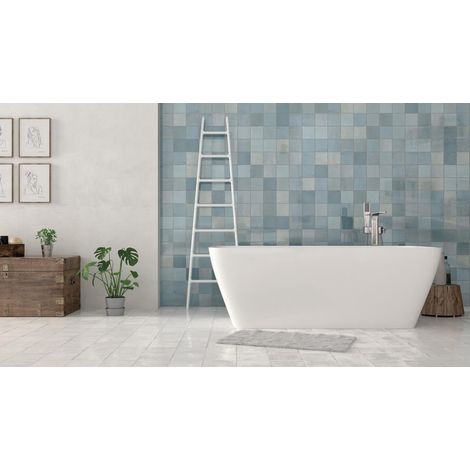 Carrelage mural faïence effet zellige MESTIZAJE ZELLIGE 12,5x12,5cm - 12,5x12,5 cm Bleu Ciel - Brillant / Poli - boîte de 0.42 m2 - Gioia Materia (1/4)