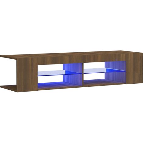 Mobile TV multimediale scaffale per televisione televisione buffet sala da pranzo soggiorno camera da letto con luci LED rovere 135 x 39 x 30 cm marrone 020026671