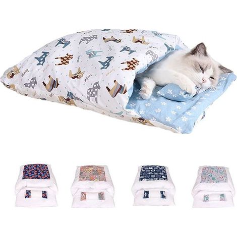 Orthopädische Katzenschlafsack, weich und warm für Katzen, mit abnehmbarem und waschbarem Kissen, Pony-Textur XL (passt in 22 CORBE