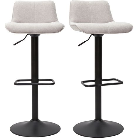 Barhocker höhenverstellbar und um 360° drehbar aus Stoff mit strukturiertem Samteffekt in Beige und Metall (2er-Set) BOOST