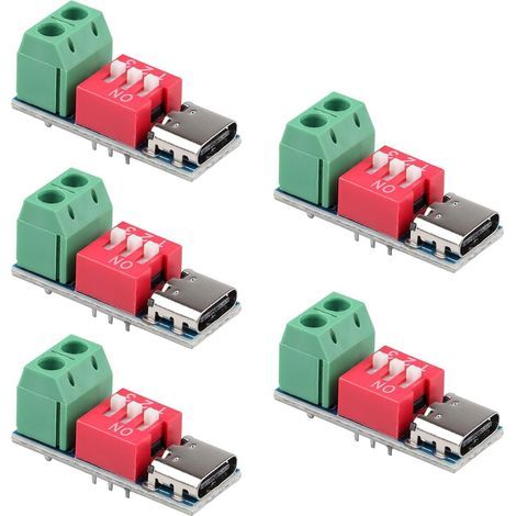 Confezione da 5 moduli USB-C PD Trigger Board, schede Decoy PD/QC per la ricarica rapida, moduli Power Delivery Boost con interruttore DIP per la ricarica rapida a 5V, 9V, 12V, 15V e 20V, compatibili  (1/5)