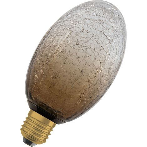 OSRAM Lampe LED  DECOR FLAT en verre craquelé, longue Ø90 mm, marron, E27, 3,5 W, 300 lm, 2 700 K, blanc chaud, IP20, look vintage