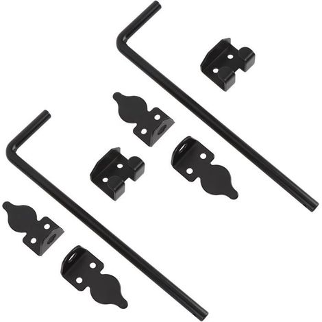 Loquet de Sol pour Portail, Boulons de Canne en Acier au Carbone de 30,5 Cm, Tige de Chute avec Revêtement en Poudre Noire avec (1/5)