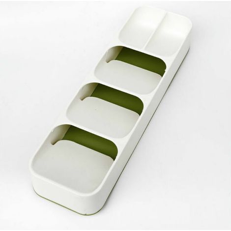 royaluxe - Tiroir Cuisine Rangement Accessoires Couverts Séparés Couteau Cuillère Fourchette Couverts Plastique Blanc (1/5)