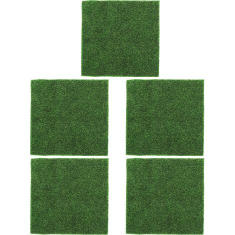 5 pièces de gazon artificiel carré 30x30 cm pour décoration de jardin miniature et projets DIY (1/5)