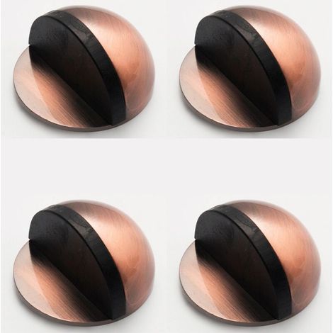 4 Pack Rubber Door Stops, 3M Self Adhesive Door Stops for Baseboards, Red Bronze, Wall Mounted Door Stops for Home, Office