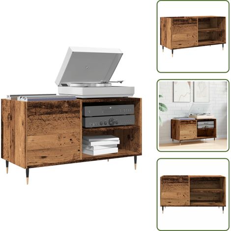 Armoire à disques vieux bois 84,5x38x48 cm bois d'ingénierie - Armoire À Disques - Armoires À Disques - Armoire Pour Tourne-disques - Armoire De Rangement Pour Vinyles