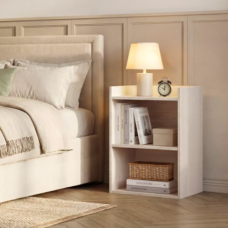 Vasagle – Lot de 2 tables de chevet avec étagère réglable – Compartiments ouverts – Design moderne – 30 x 40 x 60 cm – Beige (1/5)