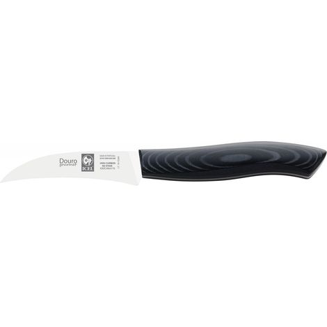 Icel Douro coltello spelucchino curvo professionale acciaio inox legno rovere 8 cm