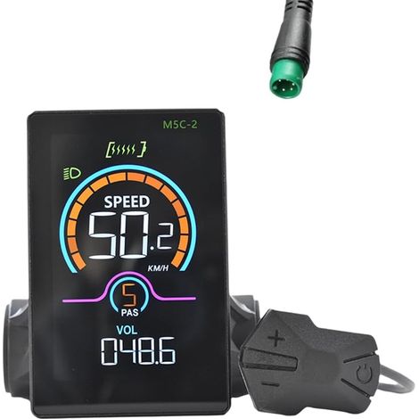 M5C-2 E-Bike Bluetooth Affichage LCD, Compteur de Vitesse pour Trottinette Électrique, Panneau LCD UART pour Vélo Électrique Tout-Terrain 5PIN (1/5)