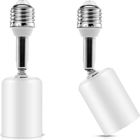 E27 Adaptateur de base extension, E27 Prolongateur de douille de lampe, Adaptateur de support de lampe, Métal et céramiques Matériaux, Blanc (2) (1/4)