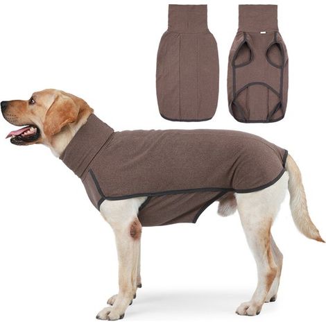 Chaleco antiestrés para mascotas, Chaqueta con capucha transpirable y prueba miedo, Marrón, Circunferencia pecho 64-74 cm, Largo espalda 46-53 cm (1/4)