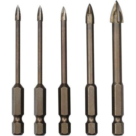 LaBlanc - Lot de 5 Triangle Foret Set, Forets pour Carrelage en Carbur, Outil de Forage Universel Efficace pour Verre, Carrelage, Béton, Marbre et Céramique(3/4/5/6/8mm) (1/4)