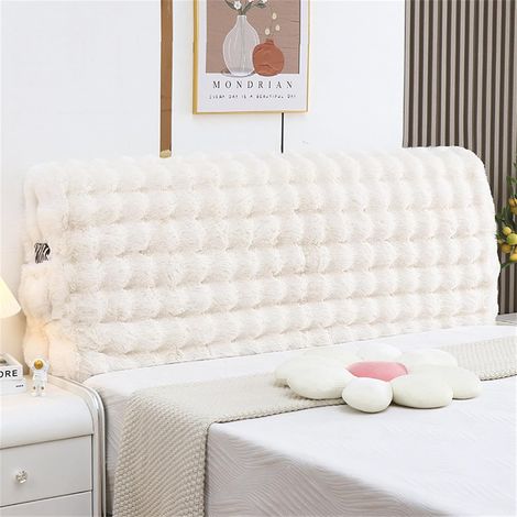 Copri testiera elasticizzato, copri testiera soffice, copri testiera morbido, copri testiera lavabile per letti singoli, matrimoniali e king size (120 cm, beige)