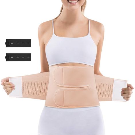Fascia di supporto post-parto per donne, cintura modellante addominale per il recupero con corsetto da indossare sui pantaloni, guaina post-parto regolabile e traspirante per appiattire la pancia dopo (1/5)