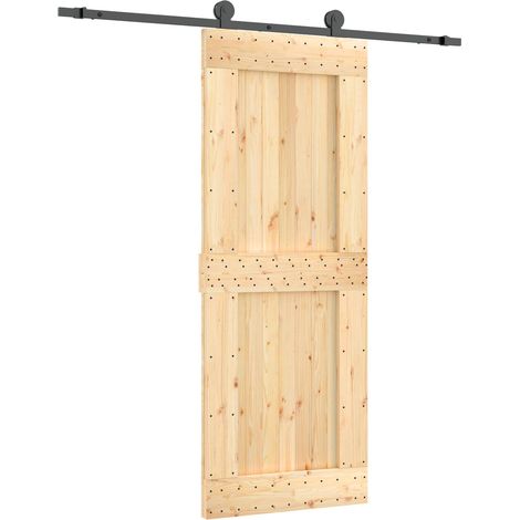 Porte coulissante Naturel et noir 80 x 210 cm vidaXL (1/5)