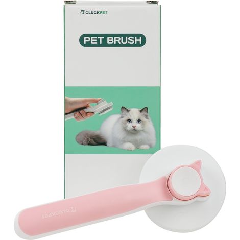 Brosse ronde autonettoyante anti-emmêlement pour chat Glückpet avec bouton de déverrouillage (1/5)