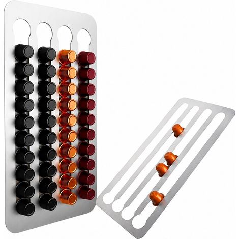 Porte-capsules Nespresso en acier inoxydable, argenté, organisateur de cuisine gain de place (1/5)