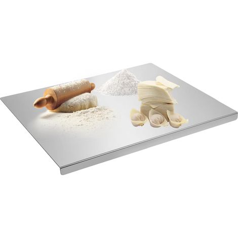 Planche à découper en acier inoxydable avec bord arrière surélevé 40 × 30 cm Protecteur de dessus de cuisine brossé et surface de coupe hygiénique pour comptoirs, anti-taches et anti-odeurs (1/5)