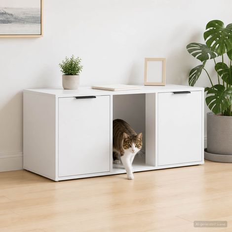 vidaXL Mobile per gatti Bianco 100 x 49 x 45 cm Legno ingegnerizzato
