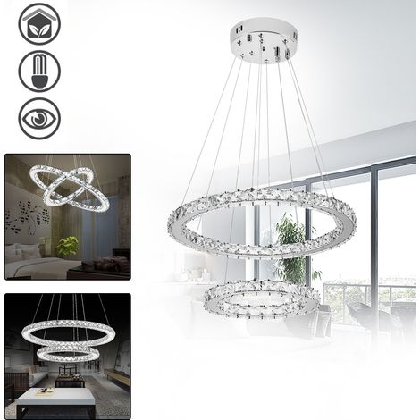Suspension 48W Lustre de Cristal LED Suspension LED Luminaire de Salle à manger Eclairage de plafond Blanc froid HENGMEI (1/5)