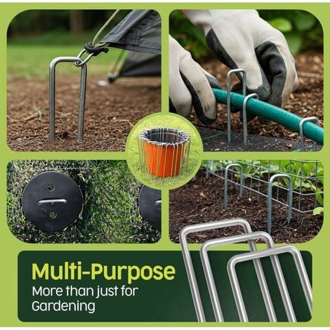 Piquets de Jardin 50 pièces + 50 Rondelles – Sardines pour Sol Dur, Agrafes de Jardin - Ancrages pour Tomates (1/5)