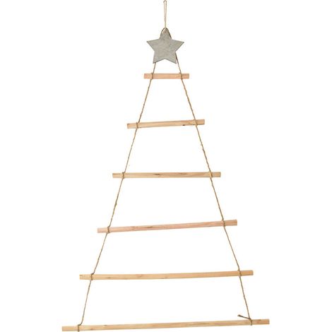 Eosnow Hängende Holzornamente mit Stern und Seil als Dekoration für den Wand-Weihnachtsbaum