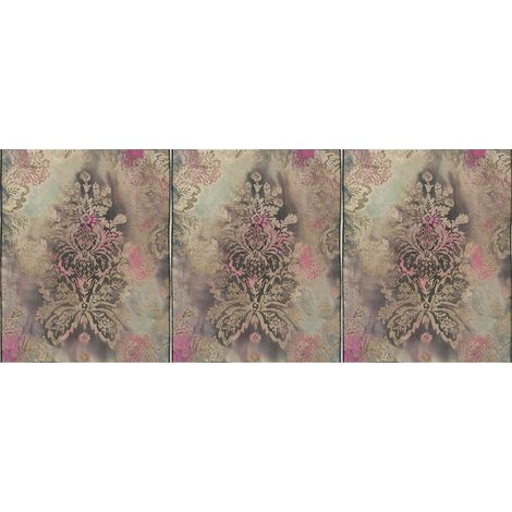 Papier peint panoramique baroque rose & doré | Tapisserie panoramique baroque chambre & salon | Papier peint panoramique élégant cage d'escalier - 250 x 600 cm (6 pièces) (1/2)