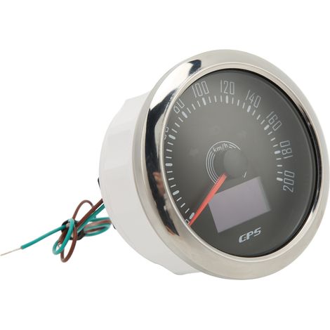 Compteur de vitesse GPS 85 mm avec clignotants, gradué de 0 à 200 km/h. 7 couleurs réglables, rétroéclairé, pour voiture, camping-car, bateau, noir. (1/5)