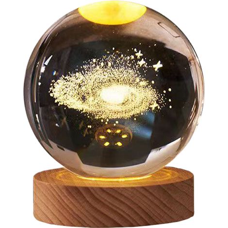 Lampada da scrivania a LED galattica, luce lunare, cristallo trasparente da 7,6 cm, 7,6 cm, 7 colori variabili, USB, luce soffusa decorativa di Saturno (1/3)