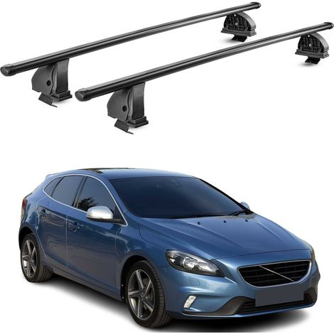 OMAC Stahl Dachträger Querträger Volvo V40 2013-2019 – TÜV / DIN 75302:2019 – Abschließbar – Max. 75 kg – 2 Stangen – Schwarz (1/5)