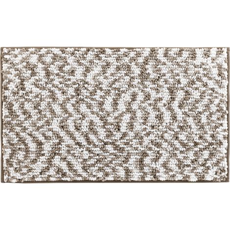 Tapis de bain microfibre 45 x 75 cm Frizza marron et sable (1/3)